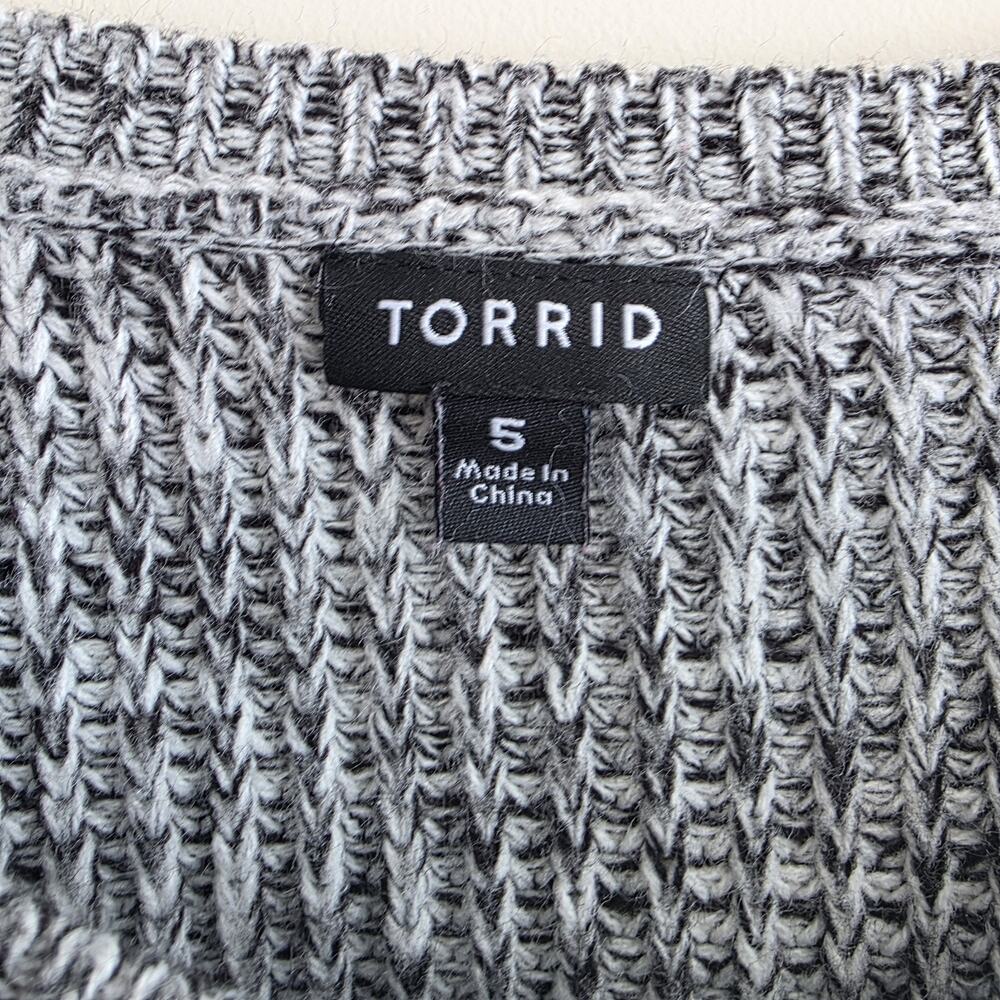 Torrid Sweater Open Knit Pullover‎ Sweater Grey Black 5 Rib Cozy Texture Grunge - Picture 6 of 7